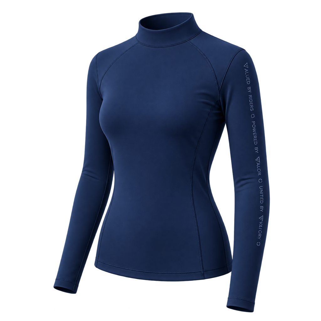 Navy Valorachi base layer without zipper — illustrative product mockup